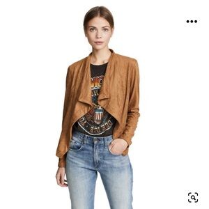 BB Dakota Nanette whiskey color drapey faux suede jacket coat L
